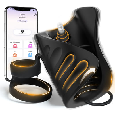 4-in-1 app control, vibration and pulsating penis trainer, male toy with cock ring