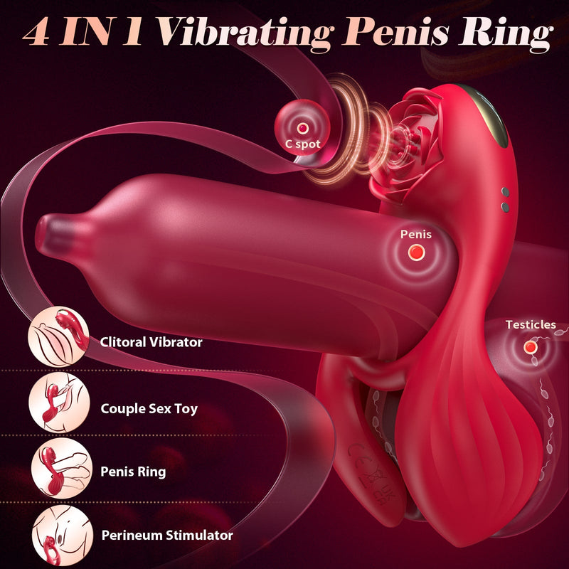 4-in-1 multi-stimulation penis ring for singles or couples