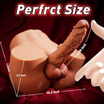 Realistic TPE Torso Male Sex Doll Masturbator with Dildo