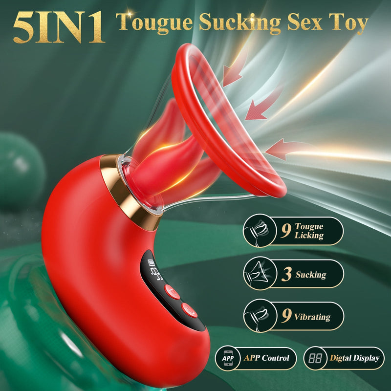 3-in-1 clitoris vibrator for sucking and licking the tongue with app control