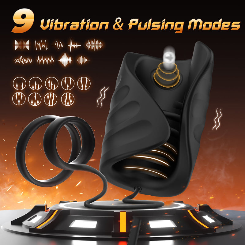 4-in-1 app control, vibration and pulsating penis trainer, male toy with cock ring