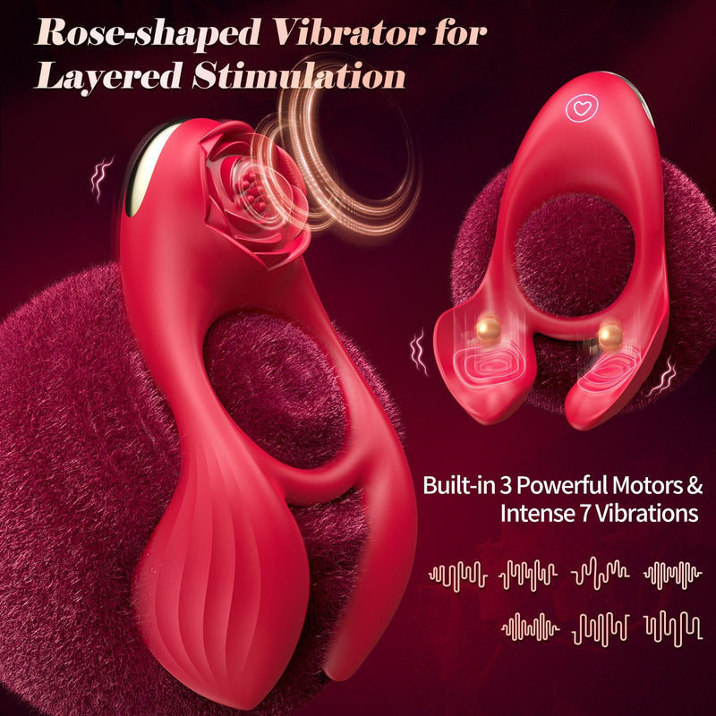 4-in-1 multi-stimulation penis ring for singles or couples