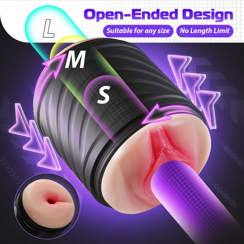 Neues 2-in-1-Vibrations-Sexspielzeug mit offenem Ende für männliche Masturbation und Penistrainer