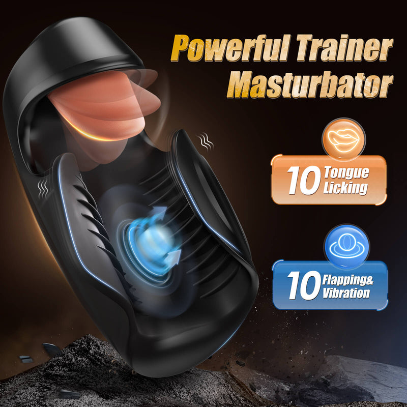 TROI 2-in-1 Penis Trainer Masturbation Toy for Licking and Tapping Tongue