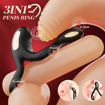 3-in-1 multi-stimulation vibration cock ring with double rings