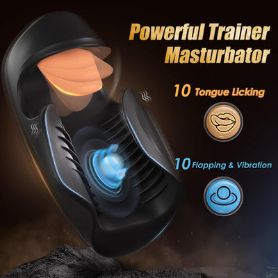 TROI 2-in-1 Penis Trainer Masturbation Toy for Licking and Tapping Tongue