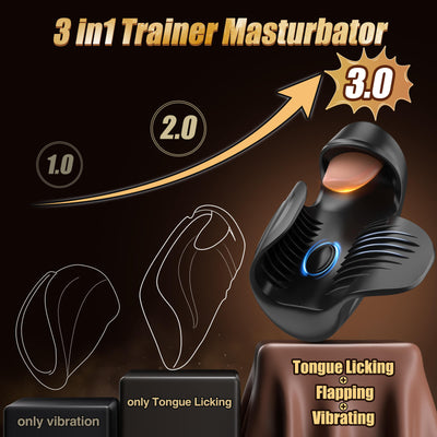 TROI 2-in-1 Penistrainer-Masturbationsspielzeug zum Lecken und Klopfen der Zunge