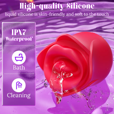 3-in-1 rose vibrator for lip kissing and tongue tapping for women