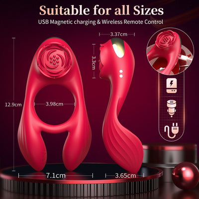 4-in-1 multi-stimulation penis ring for singles or couples