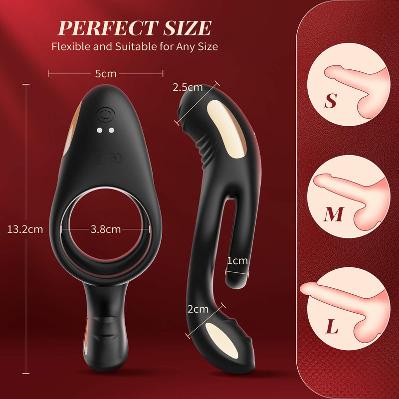 3-in-1 multi-stimulation vibration cock ring with double rings