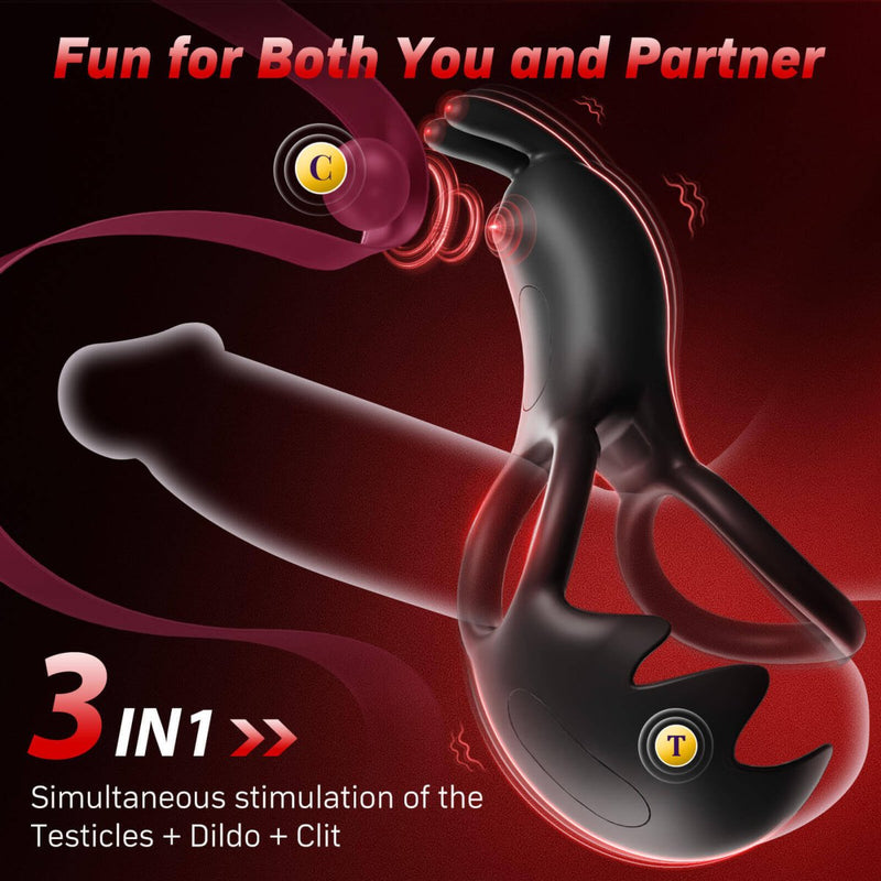 RABBITEARS 3 in 1 Multi Stimulation Cock Ring with Rabbit Ear - Sohimi