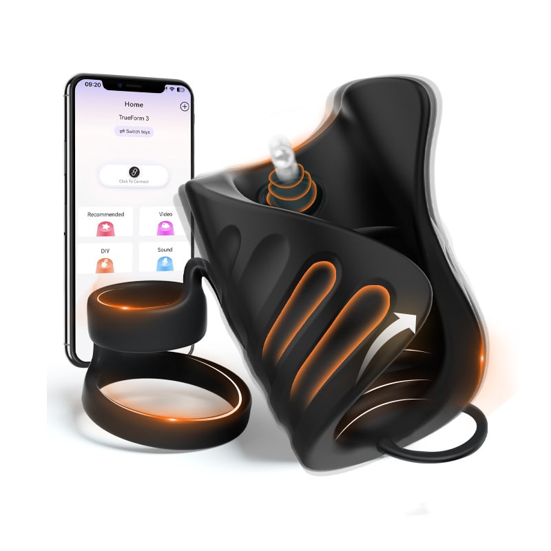 4-in-1 app control, vibration and pulsating penis trainer, male toy with cock ring