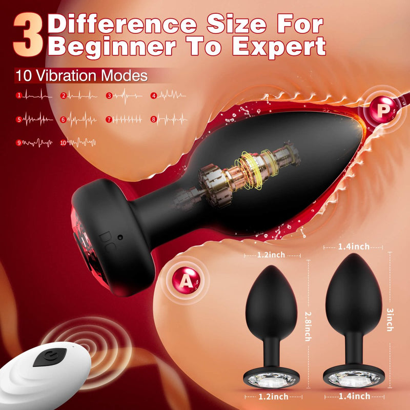 UZI| 3 pcs Silicone Remote Control Vibration Butt Plug Set - Sohimi