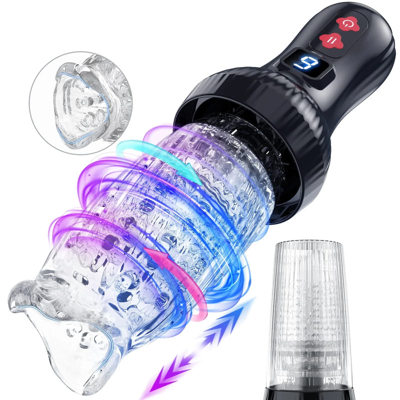 Upgraded 2-in-1 masturbator with automatic thrust and rotation function for men