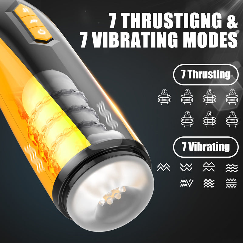 Upgraded 7 Thrusting &amp; Vibration 3D Realistic Textured Hands-Free Mens Masturbator