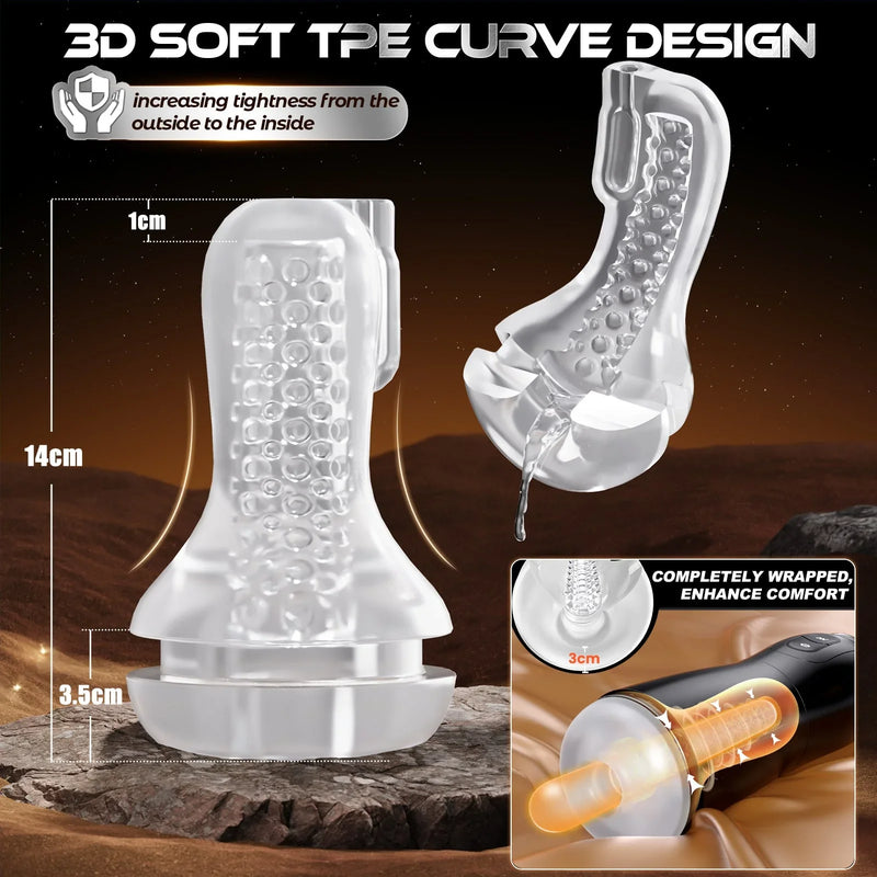 Rocks lightweight, ergonomic sucking and vibrating male masturbator