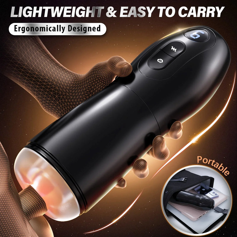 Rocks lightweight, ergonomic sucking and vibrating male masturbator